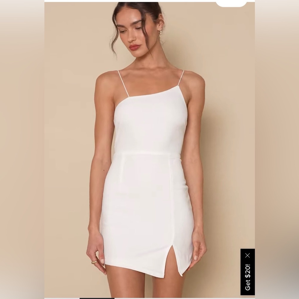 Party For Two ivory Asymmetrical Mini Dress